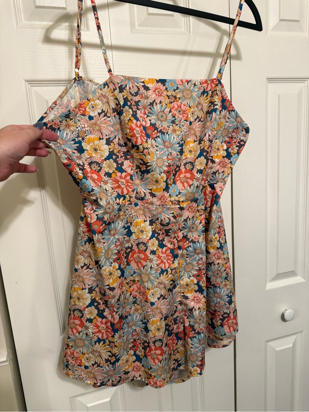 SHEIN Multicolor Floral Spaghetti Strap Mini Romper